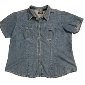 Route 66 Denim Shirt Women’s 20W Button Front Short Sleeve Snap